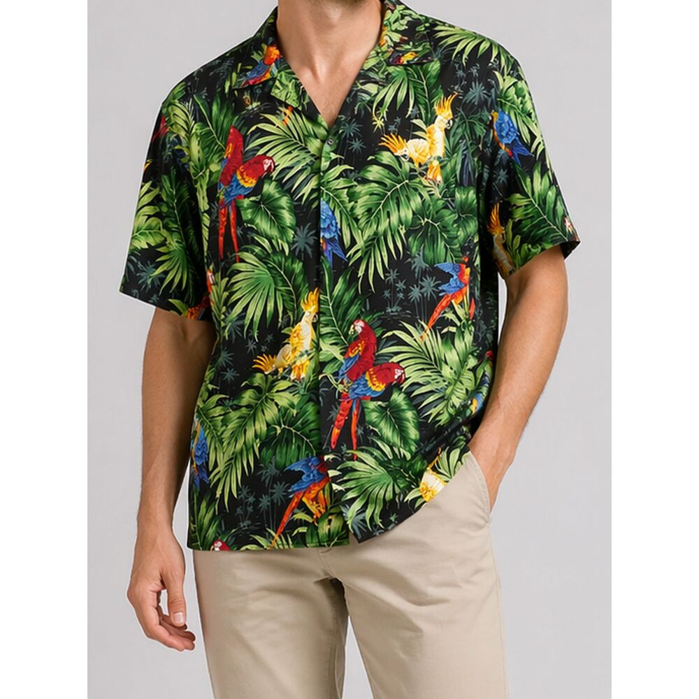 Pacific & Co Parrot Tropical Hawaiian Shirt XL Vacation Camp Button Up